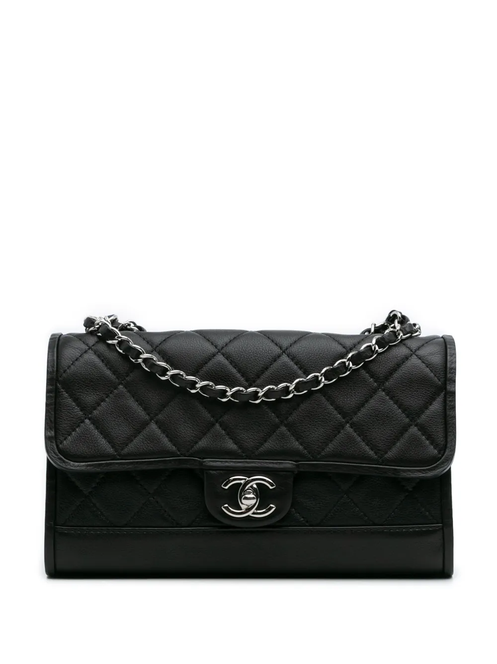 Pre-owned Chanel 2014 Cc Quilted Lambskin Single Flap Crossbody Bag In Black