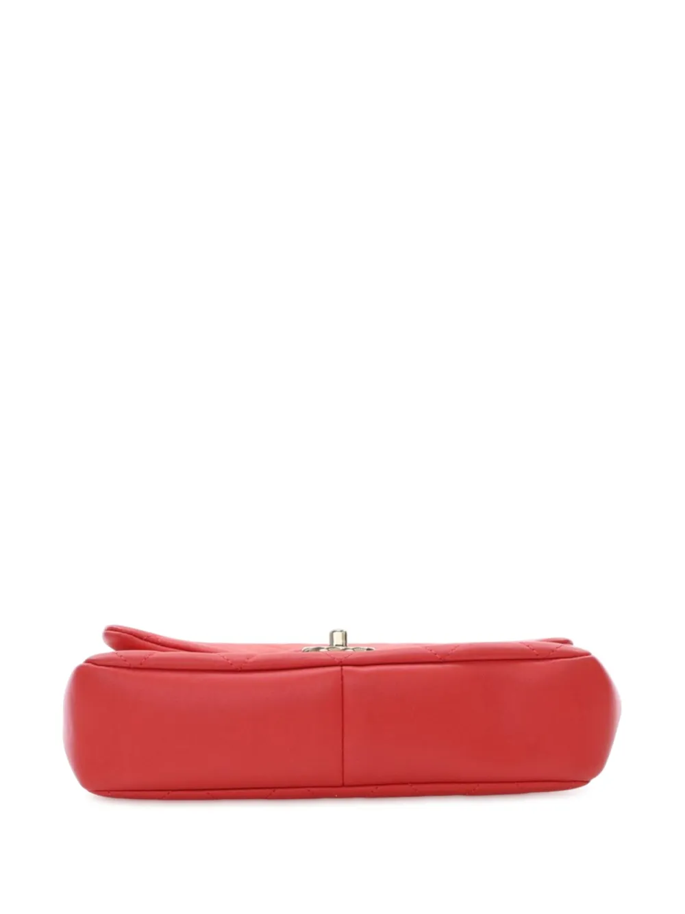Pre-owned Chanel 2019 Small Lambskin Elegant Chain Single Flap Satchel In Red