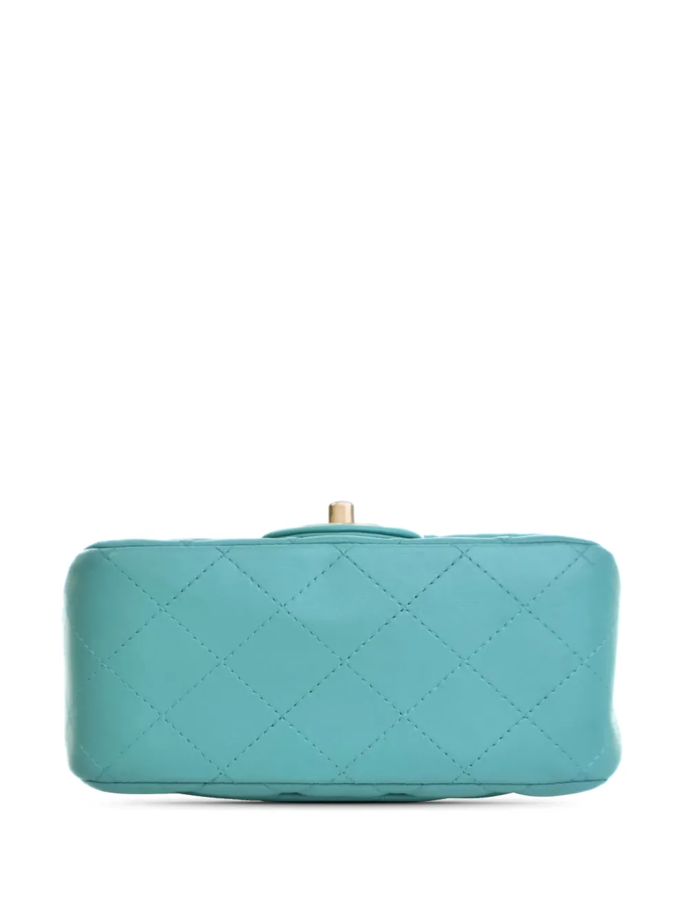 Pre-owned Chanel 2019 Mini Square Classic Lambskin Single Flap Crossbody Bag In Blue