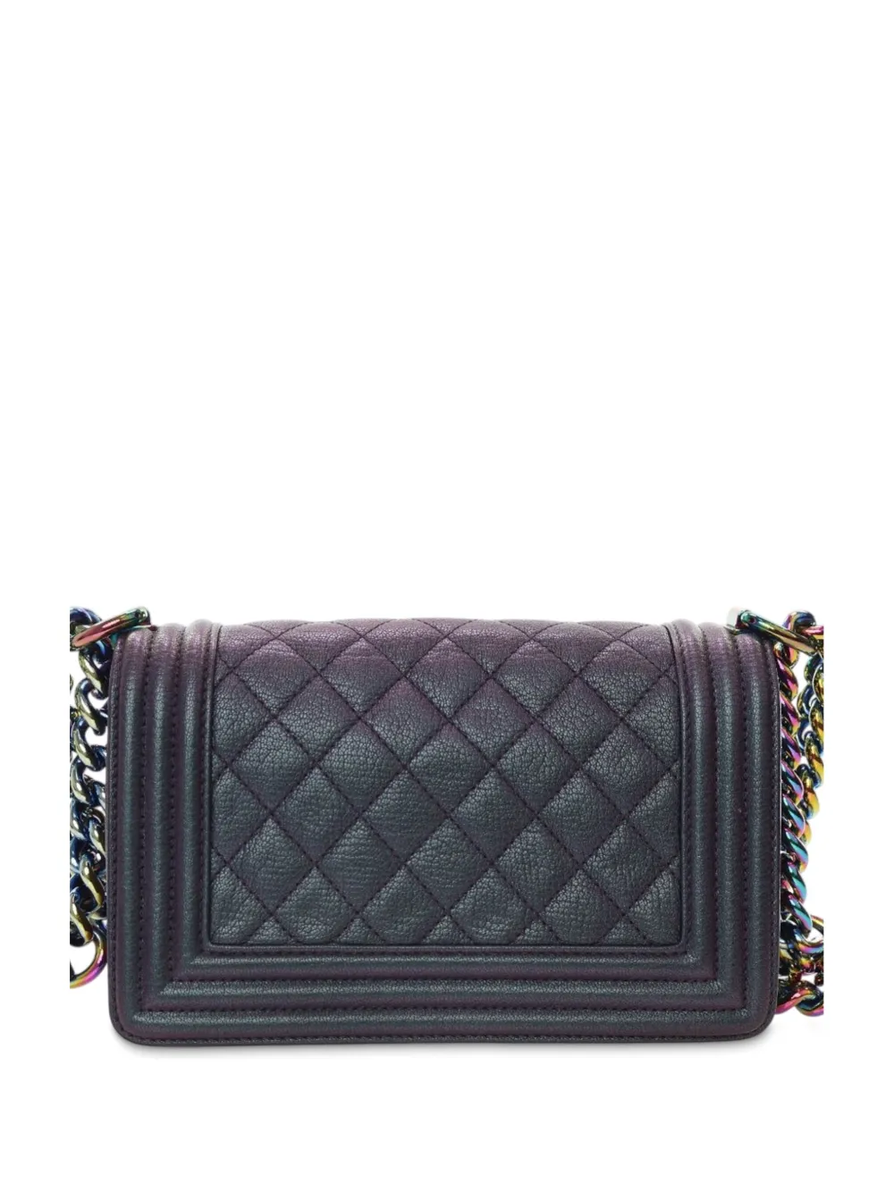 Pre-owned Chanel 2015-2016 Small Quilted Iridescent Goatskin Boy Flap Crossbody Bag In Purple