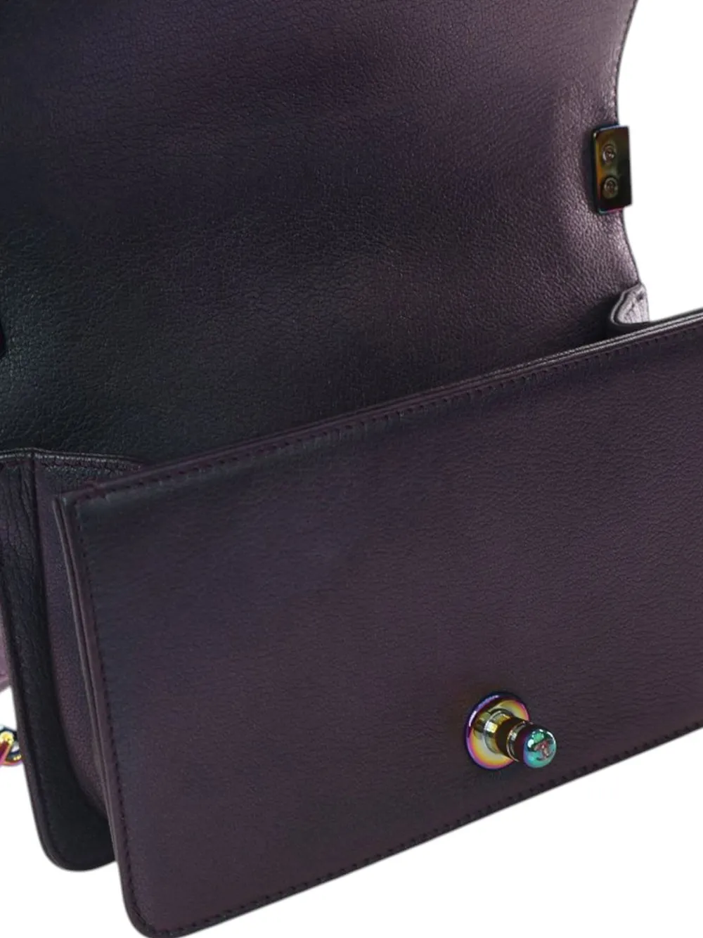 Pre-owned Chanel 2015-2016 Small Quilted Iridescent Goatskin Boy Flap Crossbody Bag In Purple