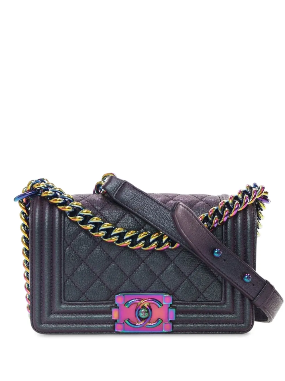 CHANEL Pre-Owned 2015-2016 スモール マトラッセ イリディセント ゴートスキン ボーイ フラップ ショルダーバッグ