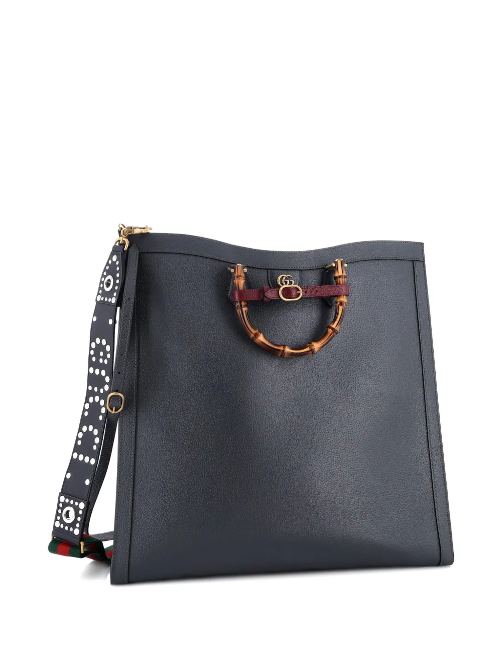 Pre-owned Gucci Diana Nm Bamboo Handle Leather Maxi Tote Bag In Gray