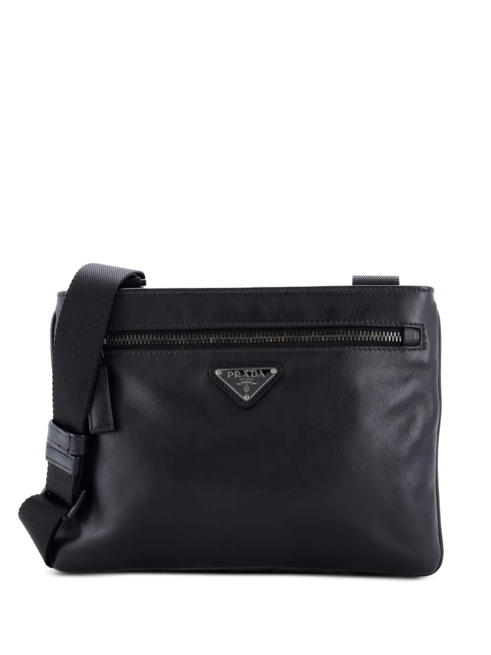 Pre-owned Prada Harness Belt Bag City Calf Medium Shoulder Bag In Black