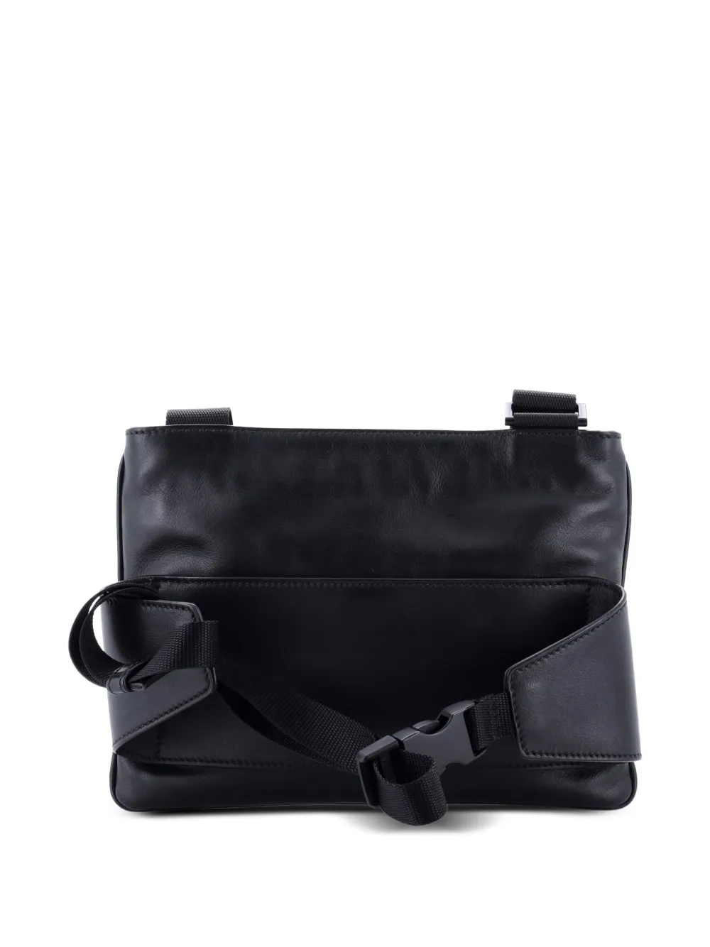 Pre-owned Prada Harness Belt Bag City Calf Medium Shoulder Bag In Black