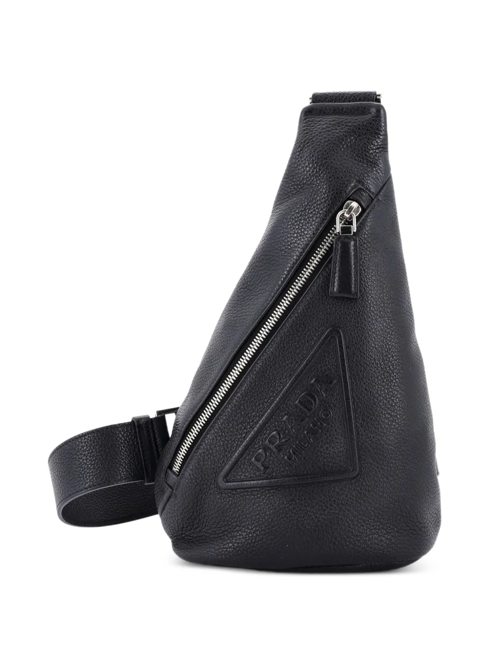 Prada Pre-Owned Triangle Logo Sling Bag Leather backpack - ブラック Prada Pre-Owned Triangle Logo Sling Bag Leather backpack - ブラック
