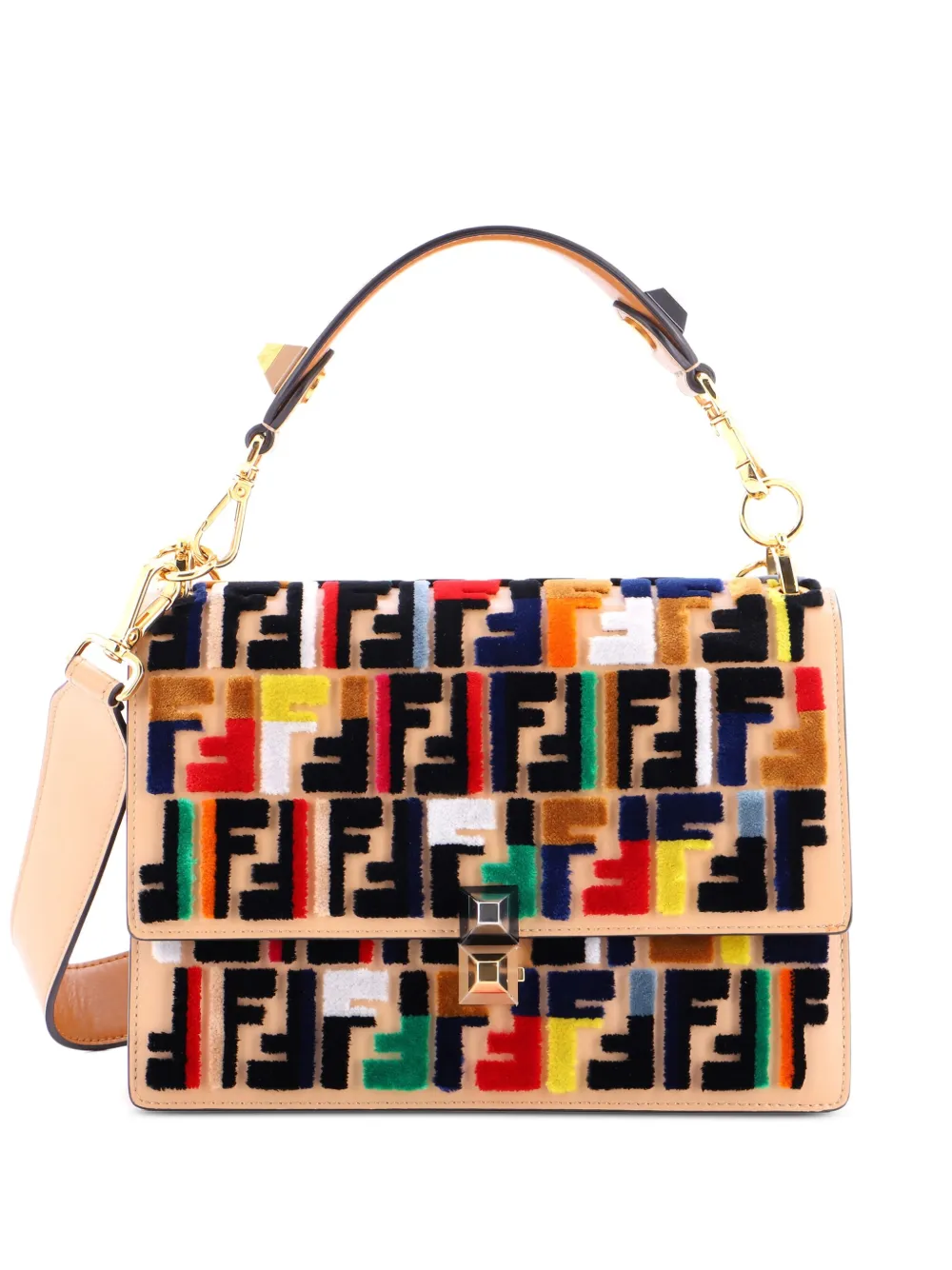 Fendi Pre-Owned Kan I Bag Zucca Velvet Medium shoulder bag - ニュートラル Fendi Pre-Owned Kan I Bag Zucca Velvet Medium shoulder bag - ニュートラル