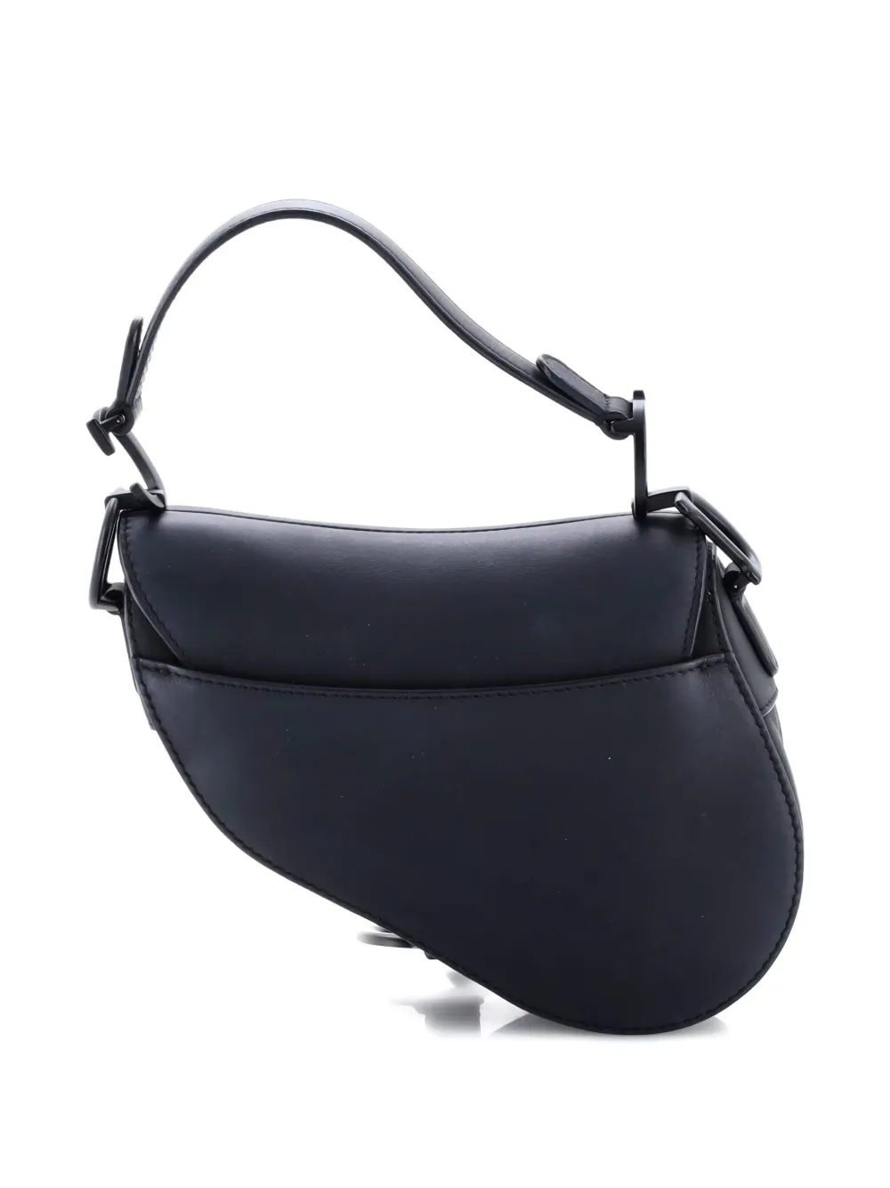 Pre-owned Dior Ultra Matte Saddle Handbag Leather Mini Shoulder Bag In Black