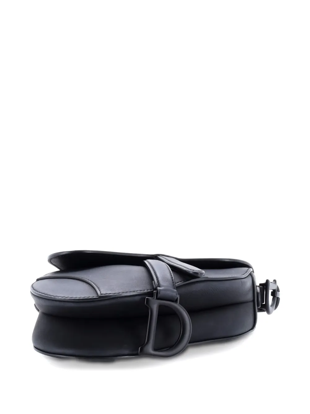 Pre-owned Dior Ultra Matte Saddle Handbag Leather Mini Shoulder Bag In Black