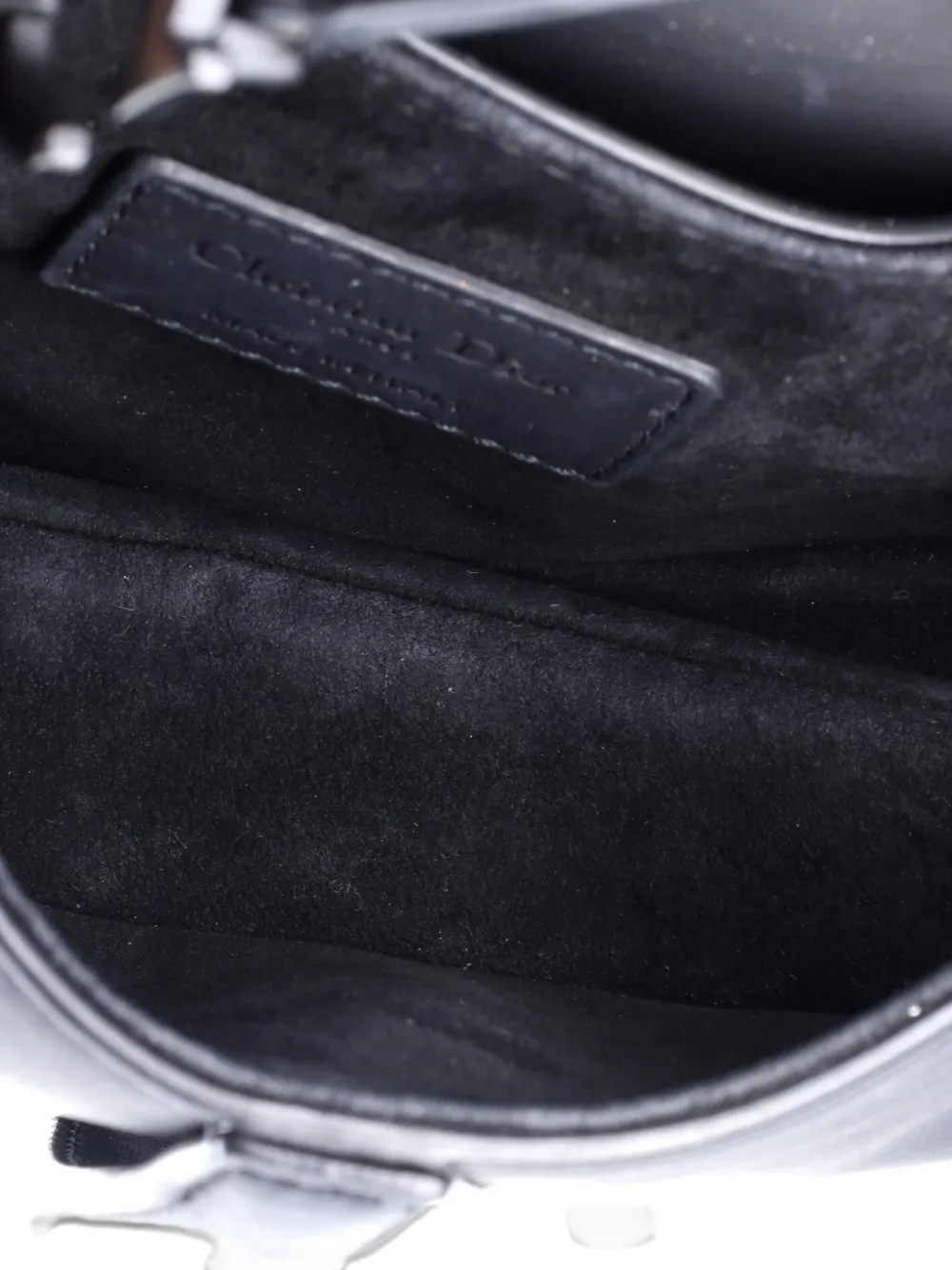 Pre-owned Dior Ultra Matte Saddle Handbag Leather Mini Shoulder Bag In Black