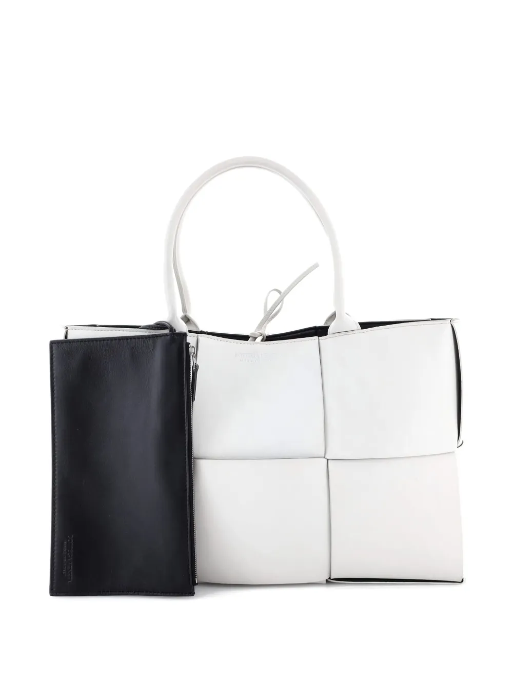 Pre-owned Bottega Veneta Arco Maxi Intrecciato Leather Medium Tote Bag In White