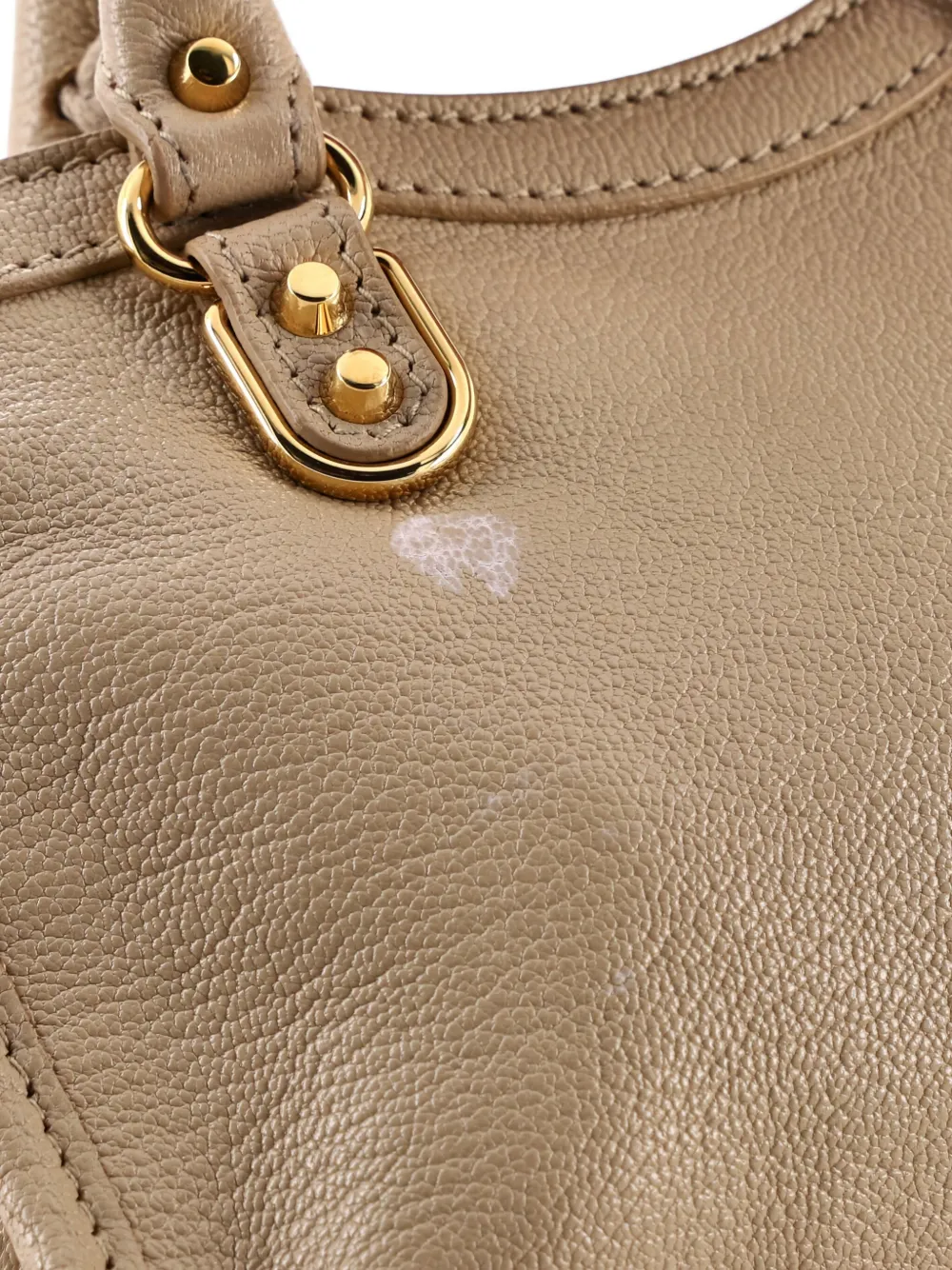 Pre-owned Balenciaga City Classic Studs Bag Leather Mini Satchel In Neutral