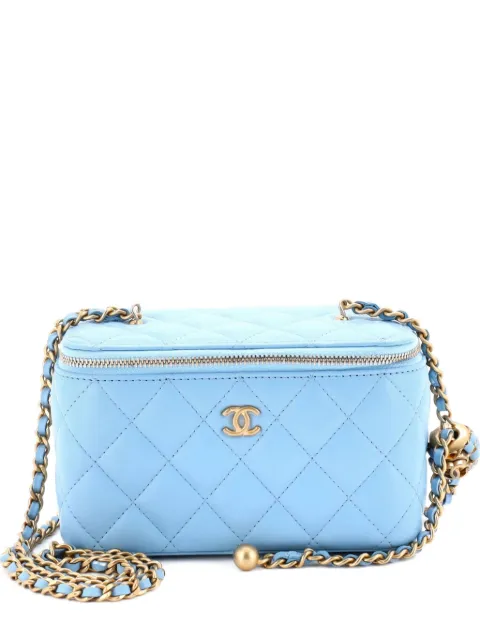 CHANEL Pre-Owned Pearl Crush Vanity Case with Chain Quilted Lambskin Small clutch bag