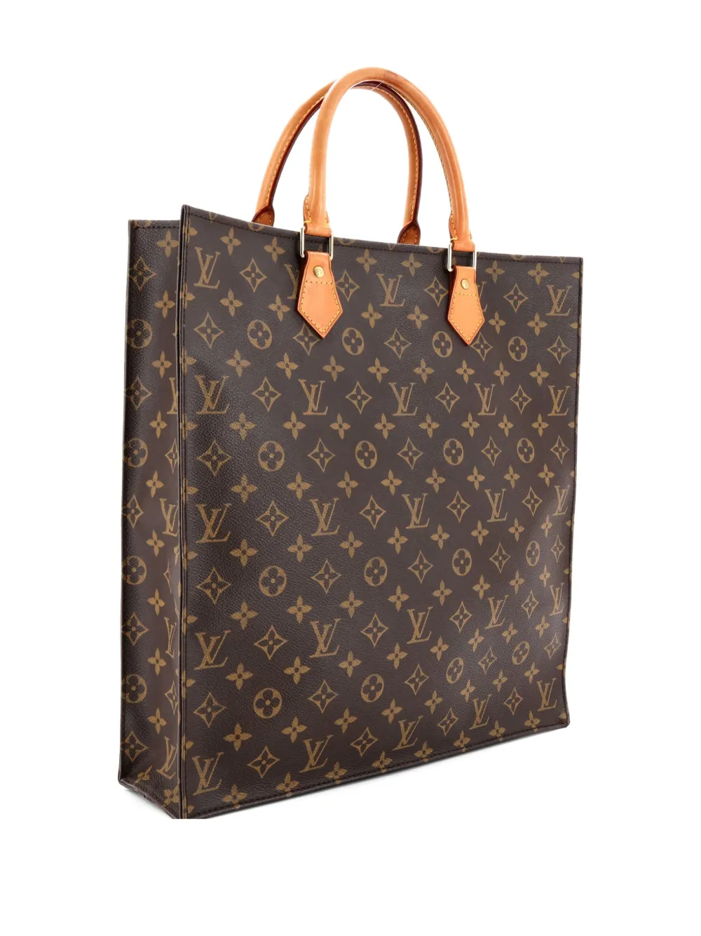 Pre-owned Louis Vuitton Sac Plat Bag Monogram Canvas Tote Bag In Brown