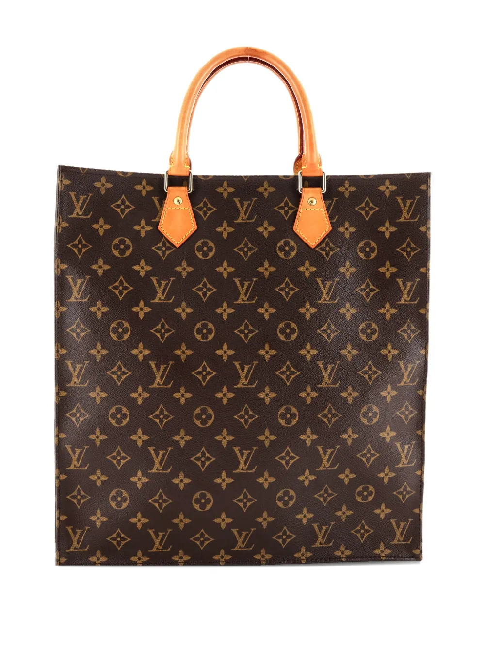 Pre-owned Louis Vuitton Sac Plat Bag Monogram Canvas Tote Bag In Brown