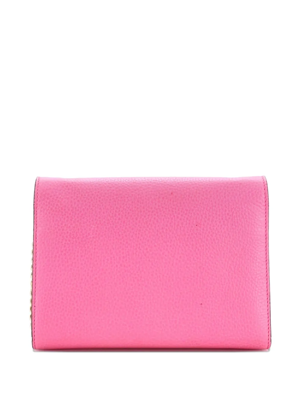 Pre-owned Gucci Gg Marmont Chain Wallet Leather Mini Clutch Bag In Pink