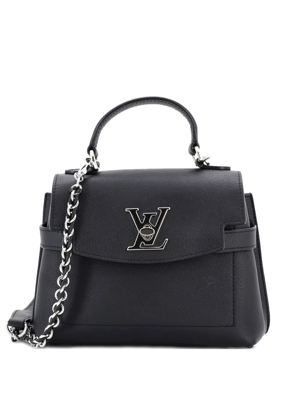 Pre-owned Louis Vuitton Lockme Ever Handbag Leather Mini Satchel In Black