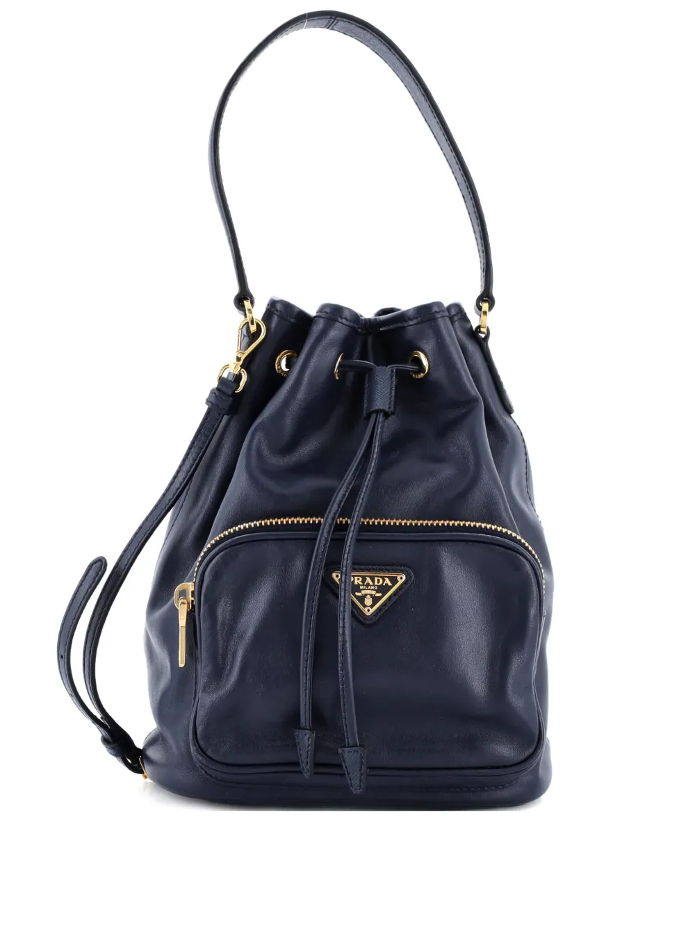 Prada Pre-Owned Drawstring Pocket Soft Calf Small bucket bag | Blue | Image 1
