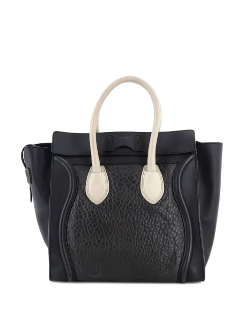 Celine Pre-Owned Bicolor Luggage Bag Crocodile Embossed Leather Mini satchel