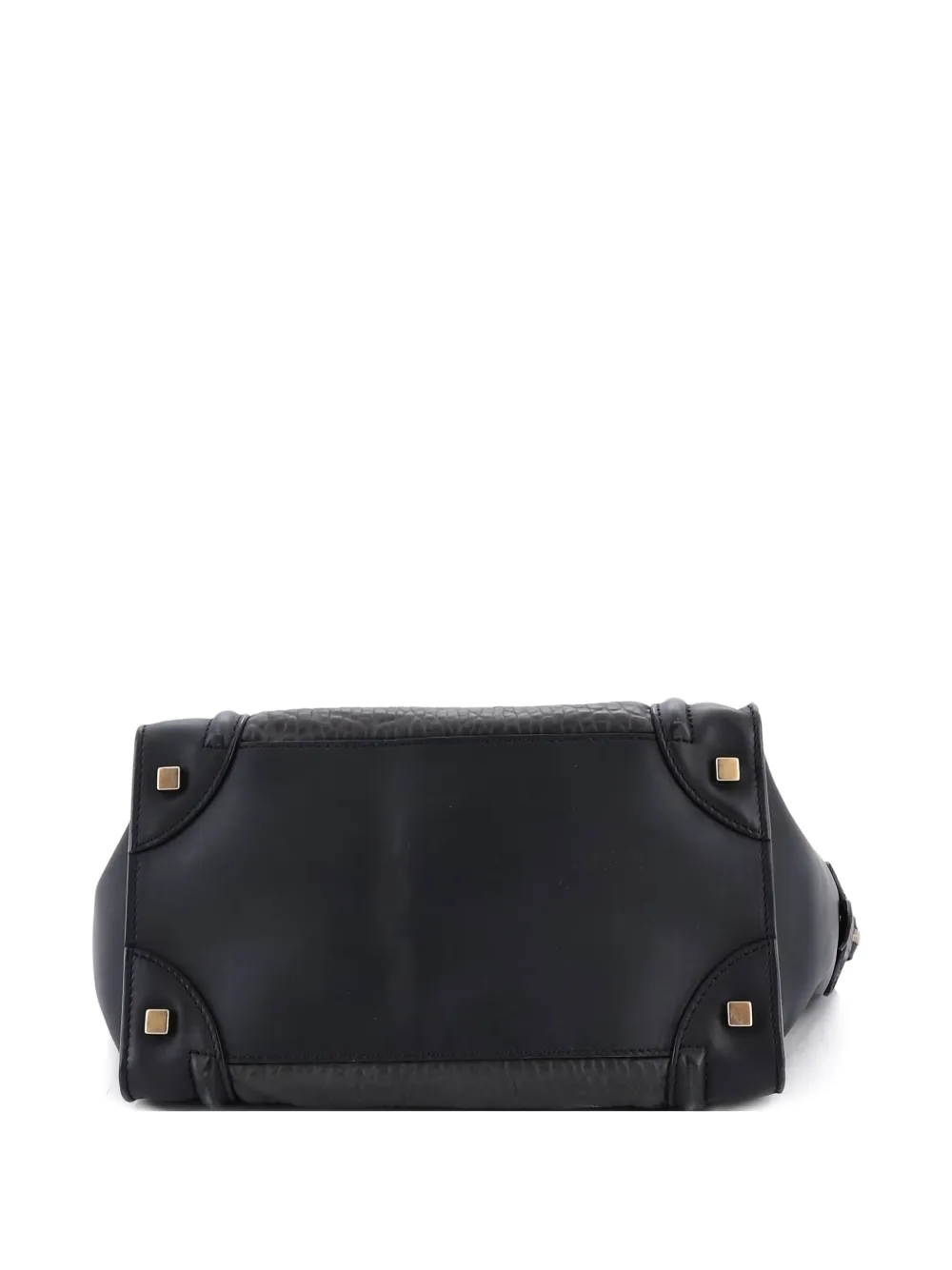Pre-owned Celine Bicolor Luggage Bag Crocodile Embossed Leather Mini Satchel In Black