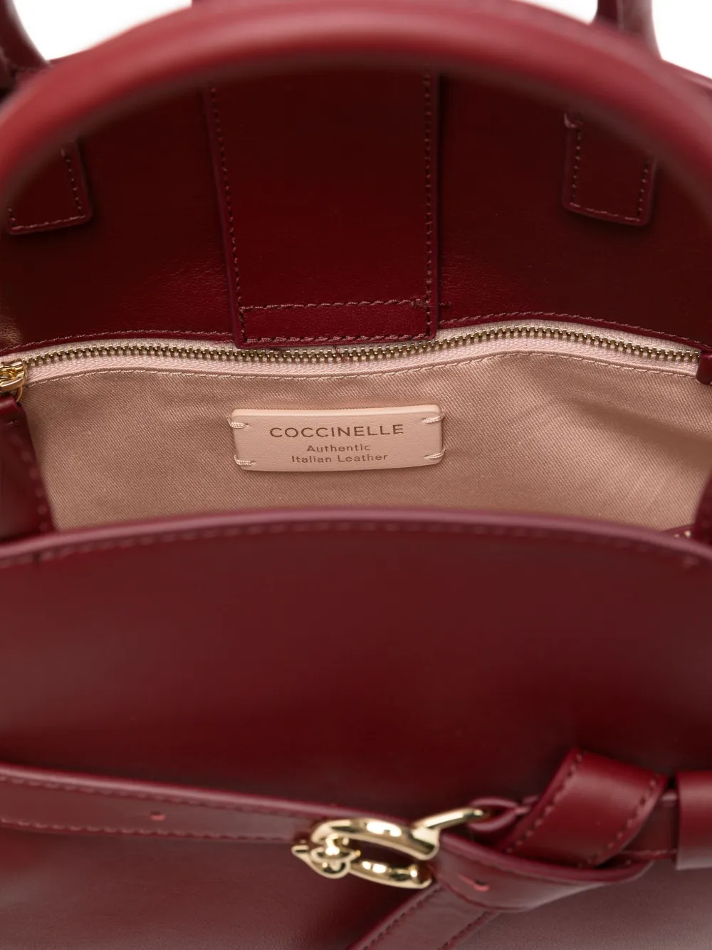 Coccinelle Medium Sabine Buckle Leather Tote Bag In Red