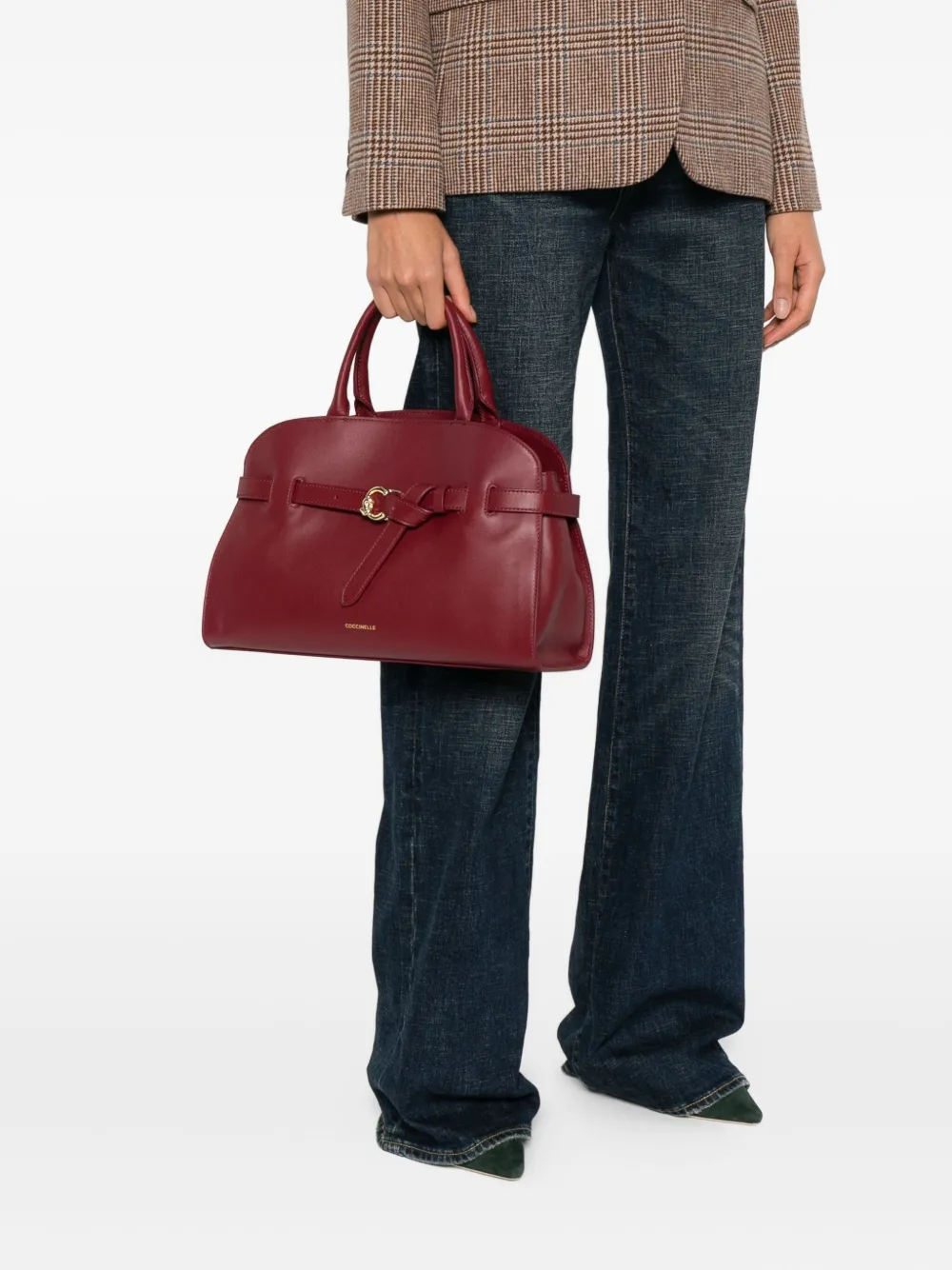 Coccinelle Medium Sabina leren shopper met gesp - Rood