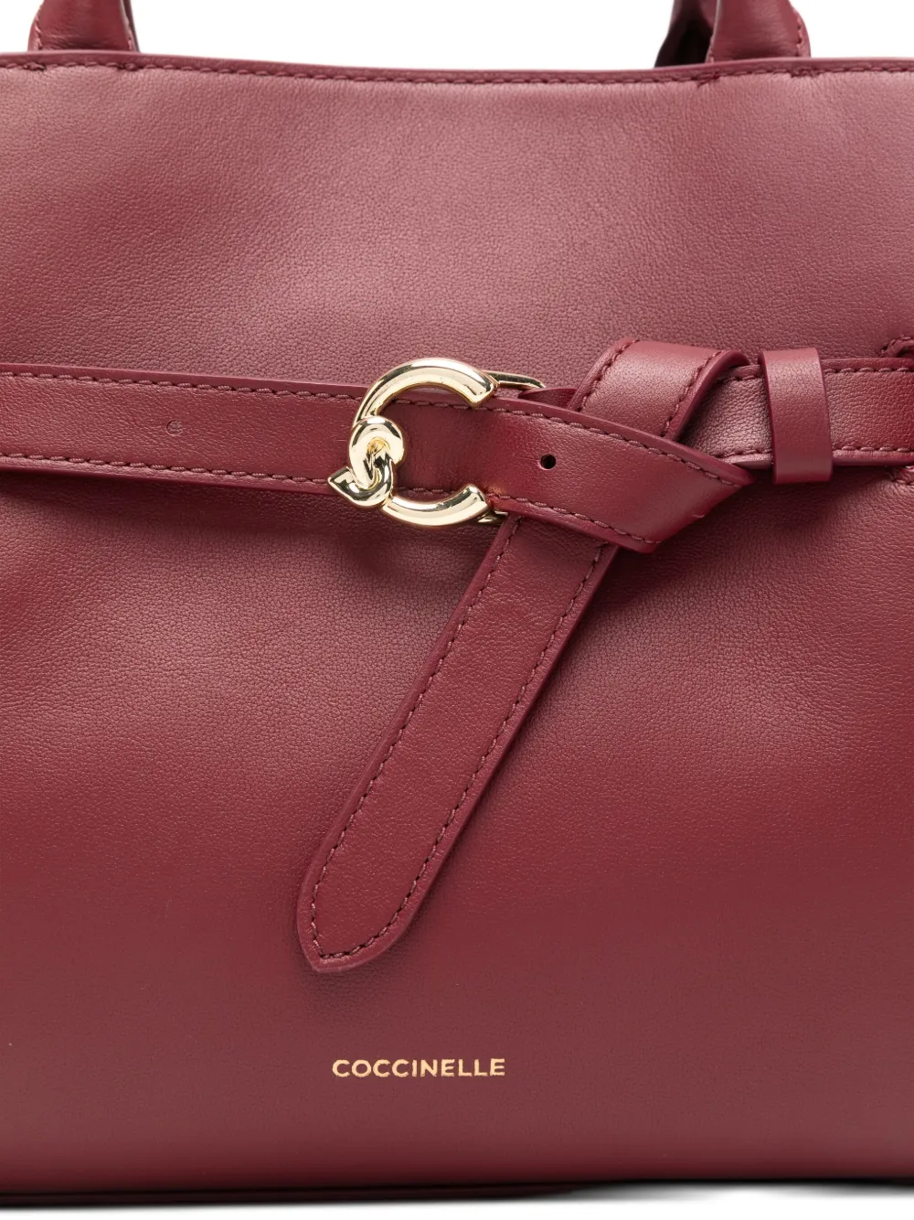 Coccinelle Medium Sabine Buckle Leather Tote Bag In Red