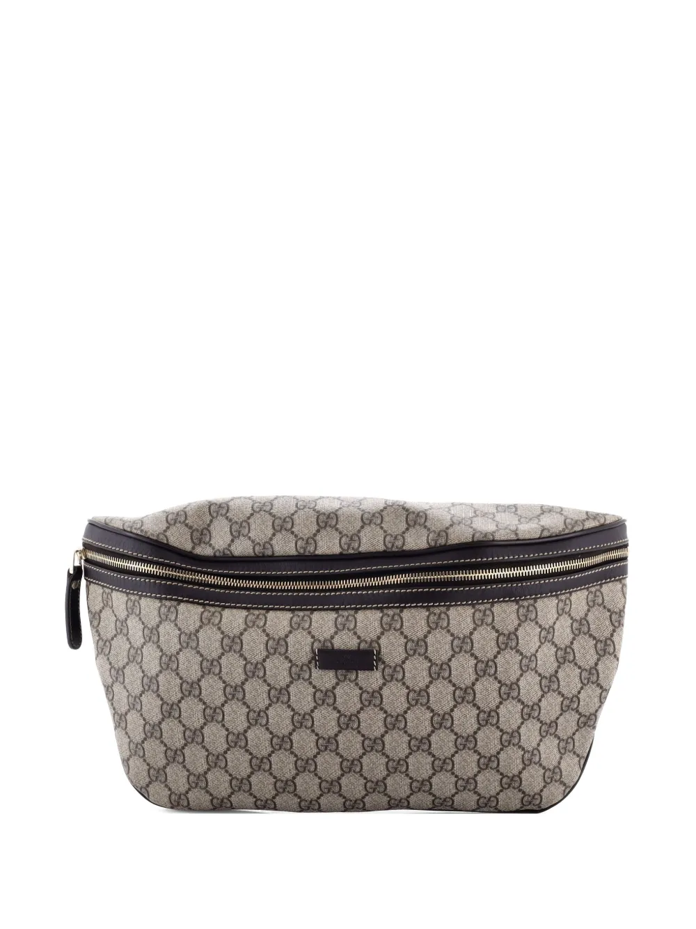 Pre-owned Gucci Gg Coated Canvas With Leather Large Belt Bag In Neutral