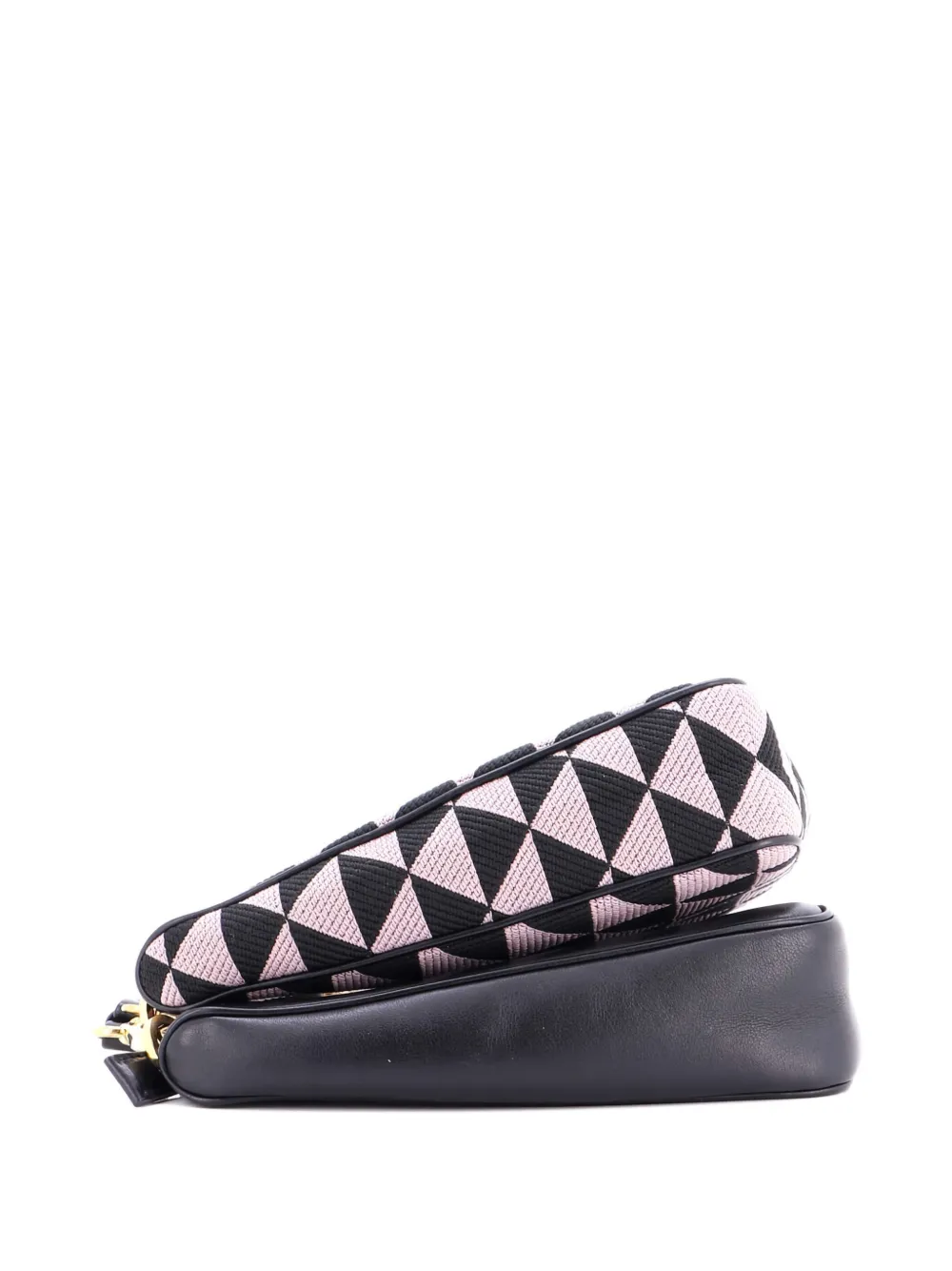 Double Symbole Triangle Bag Leather And Jacquard Mini Shoulder Bag