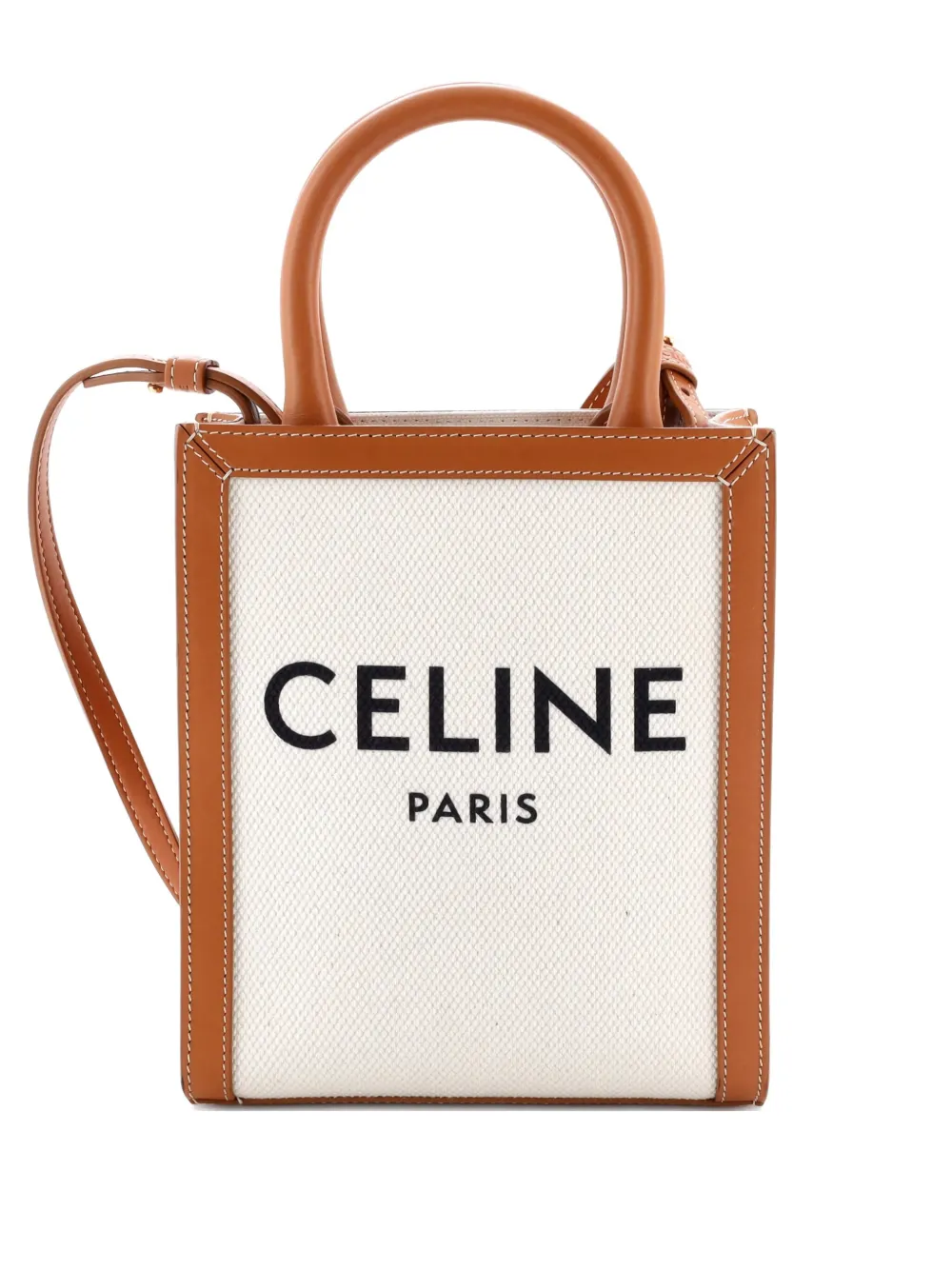 Celine Pre-Owned Vertical Cabas Canvas with Leather Mini tote bag | Neutrals | Image 1