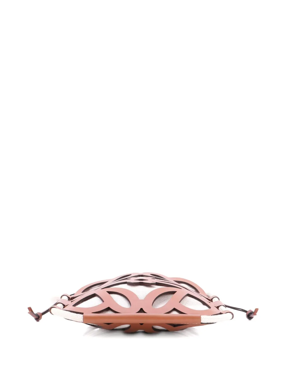 Pre-owned Loewe Anagram Cut Out Leather With Canvas Crossbody Bag In Neutral
