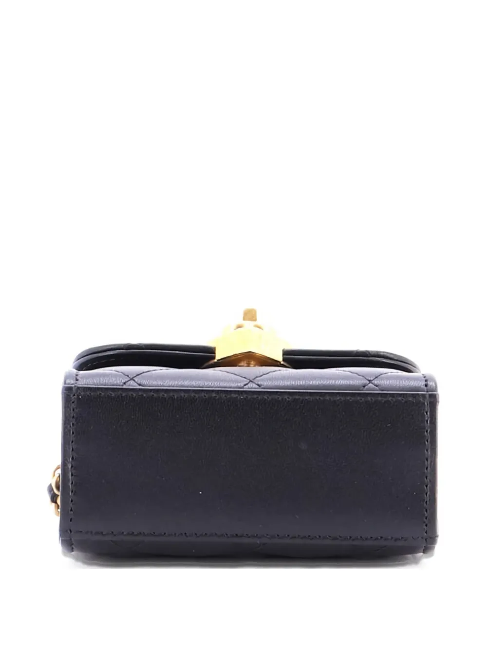 Pre-owned Chanel Coco Love Cc Heart Clutch With Chain Quilted Lambskin Mini Crossbody Bag In Black