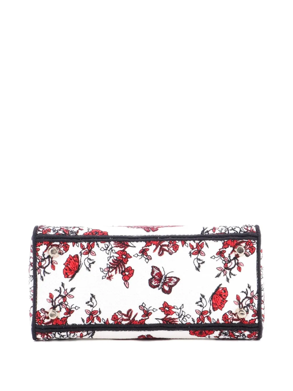 Pre-owned Dior Lady D-lite Bag Embroidered Canvas Medium Satchel In White