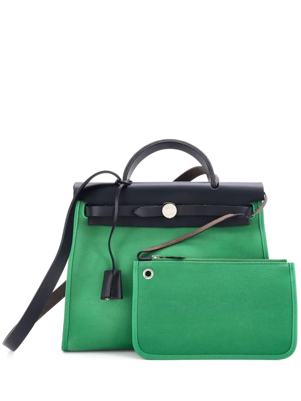 Hermès Pre-Owned Herbag Zip Leather and Toile 31 shoulder bag - グリーン