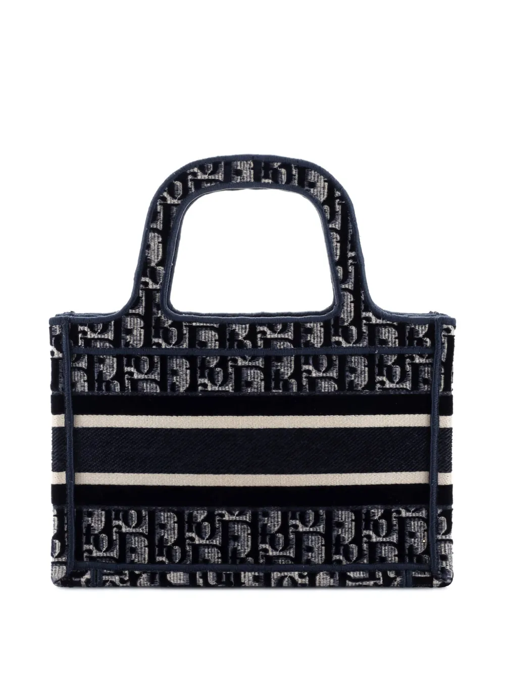 Pre-owned Dior Book Oblique Velvet Mini Tote Bag In Blue