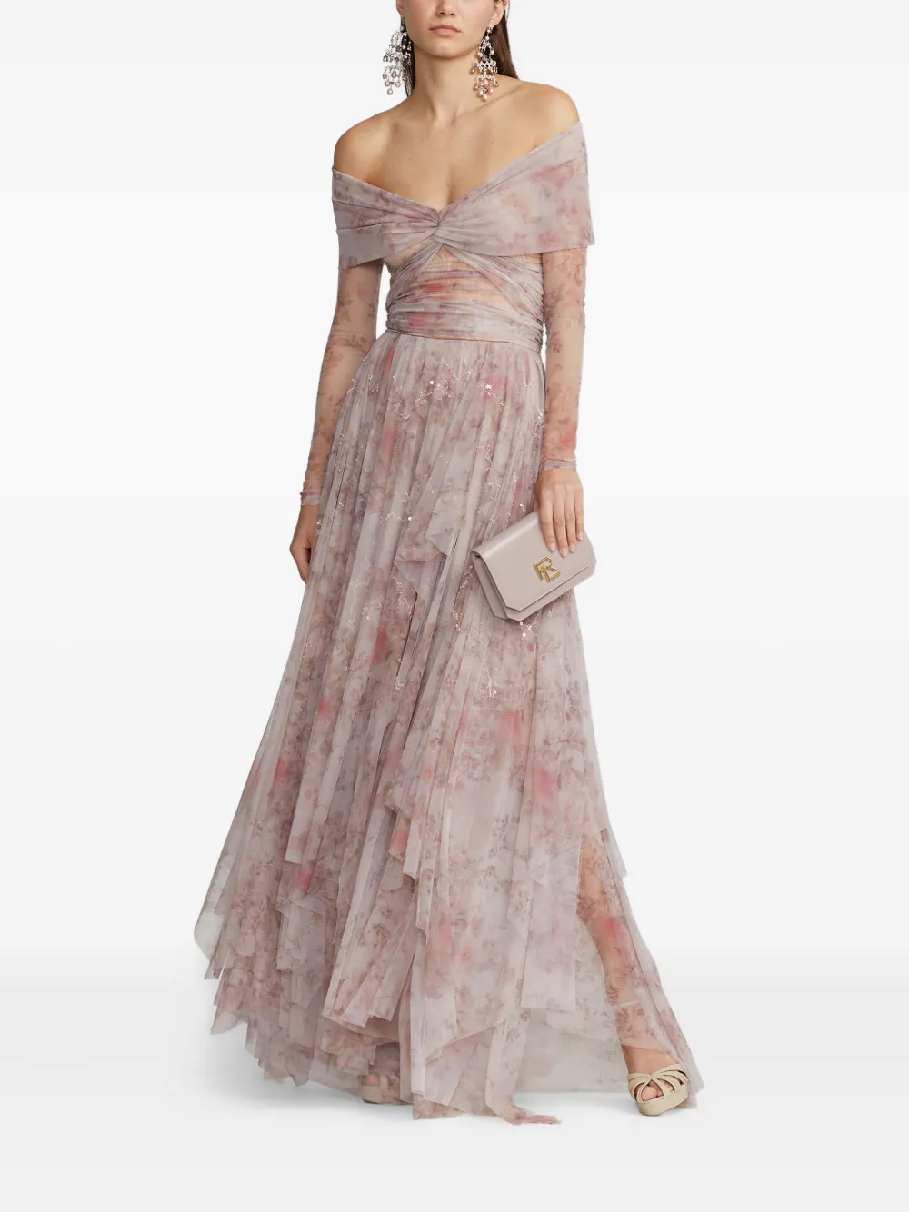 Ralph Lauren Collection ruffled floral skirt - Roze