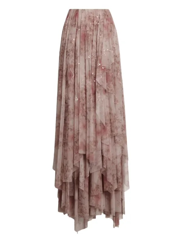 Ralph Lauren Collection Ruffled Floral Skirt in Pink