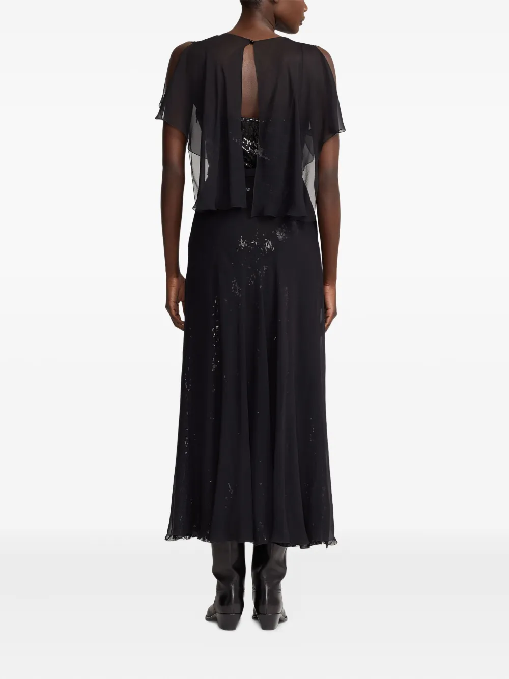 Ralph Lauren Belt-detail Midi Dress In Black
