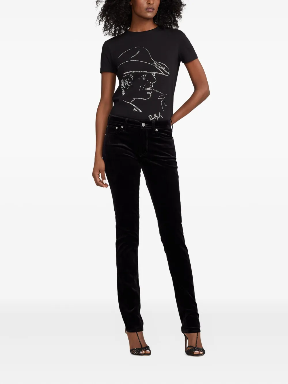 Ralph Lauren Embellished-graphic T-shirt In Black
