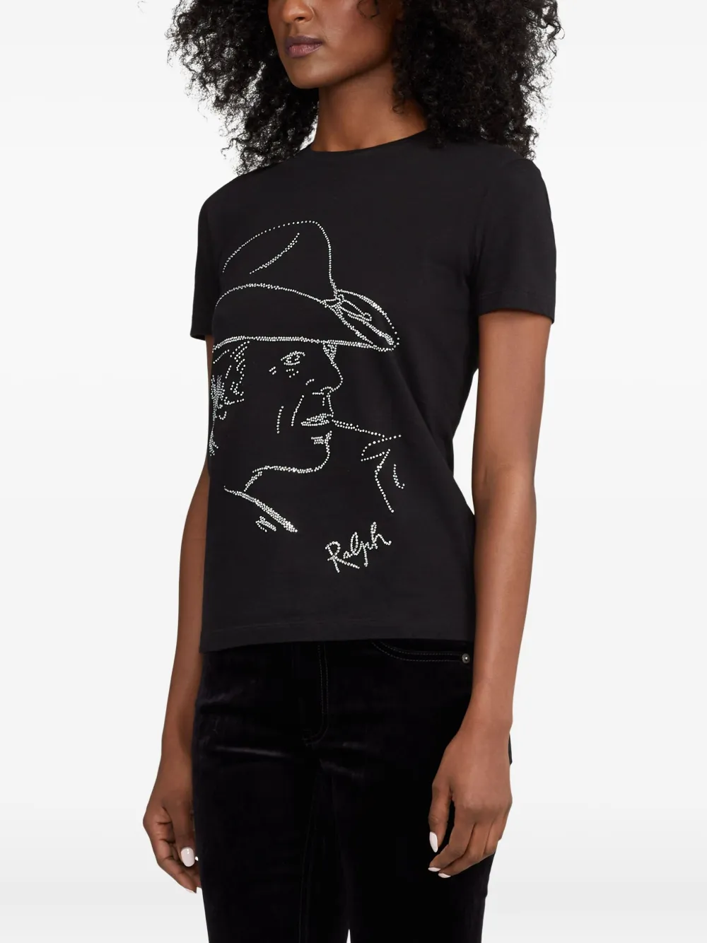 Ralph Lauren Embellished-graphic T-shirt In Black