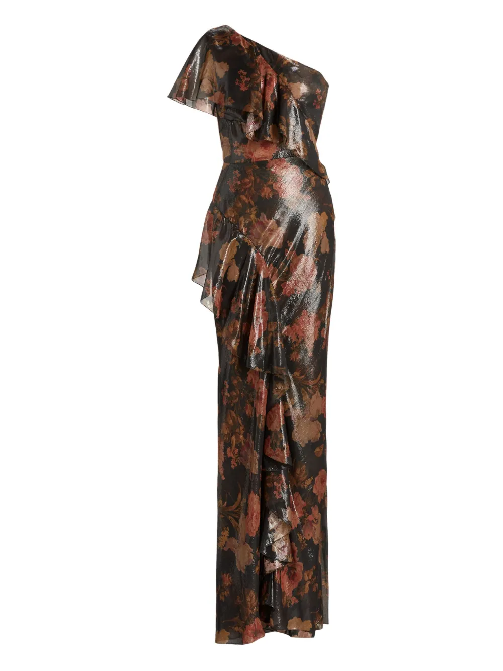 Ralph Lauren One-shoulder Ruffled-detail Maxi Dress In Black