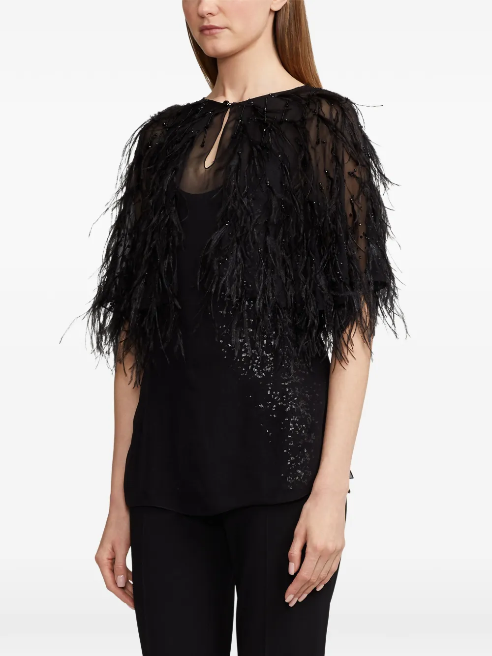 Ralph Lauren Collection Trui verfraaid met veren Zwart