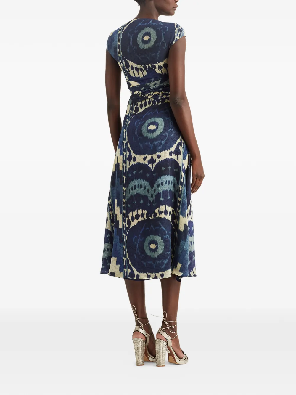Ralph Lauren Collection Midi-jurk met kapmouwen en patroon Blauw