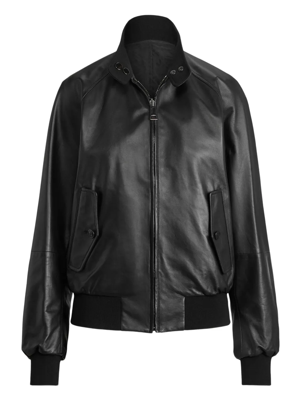 Ralph Lauren Zip-ip Leather Jacket In Black