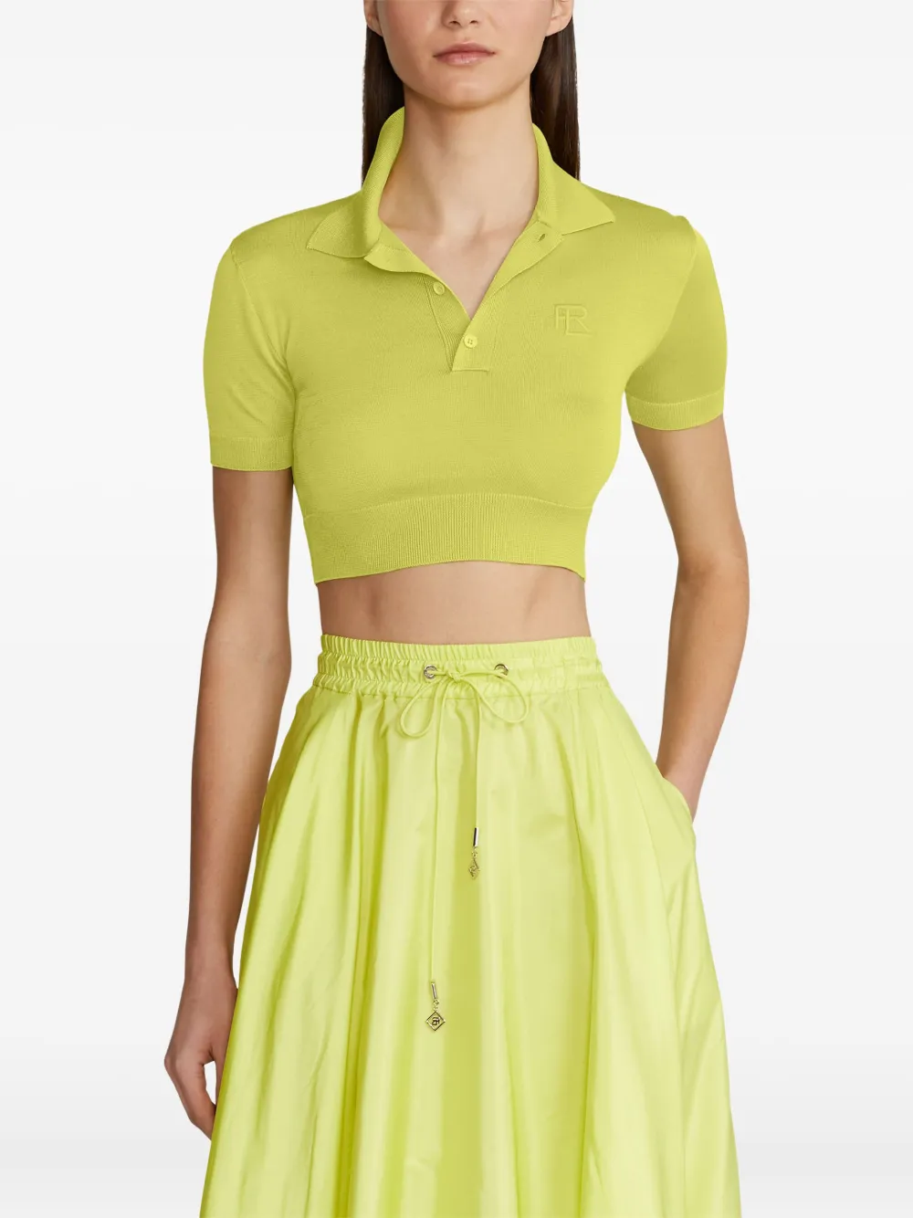 Ralph Lauren Short-sleeve Cropped Polo Shirt In Yellow