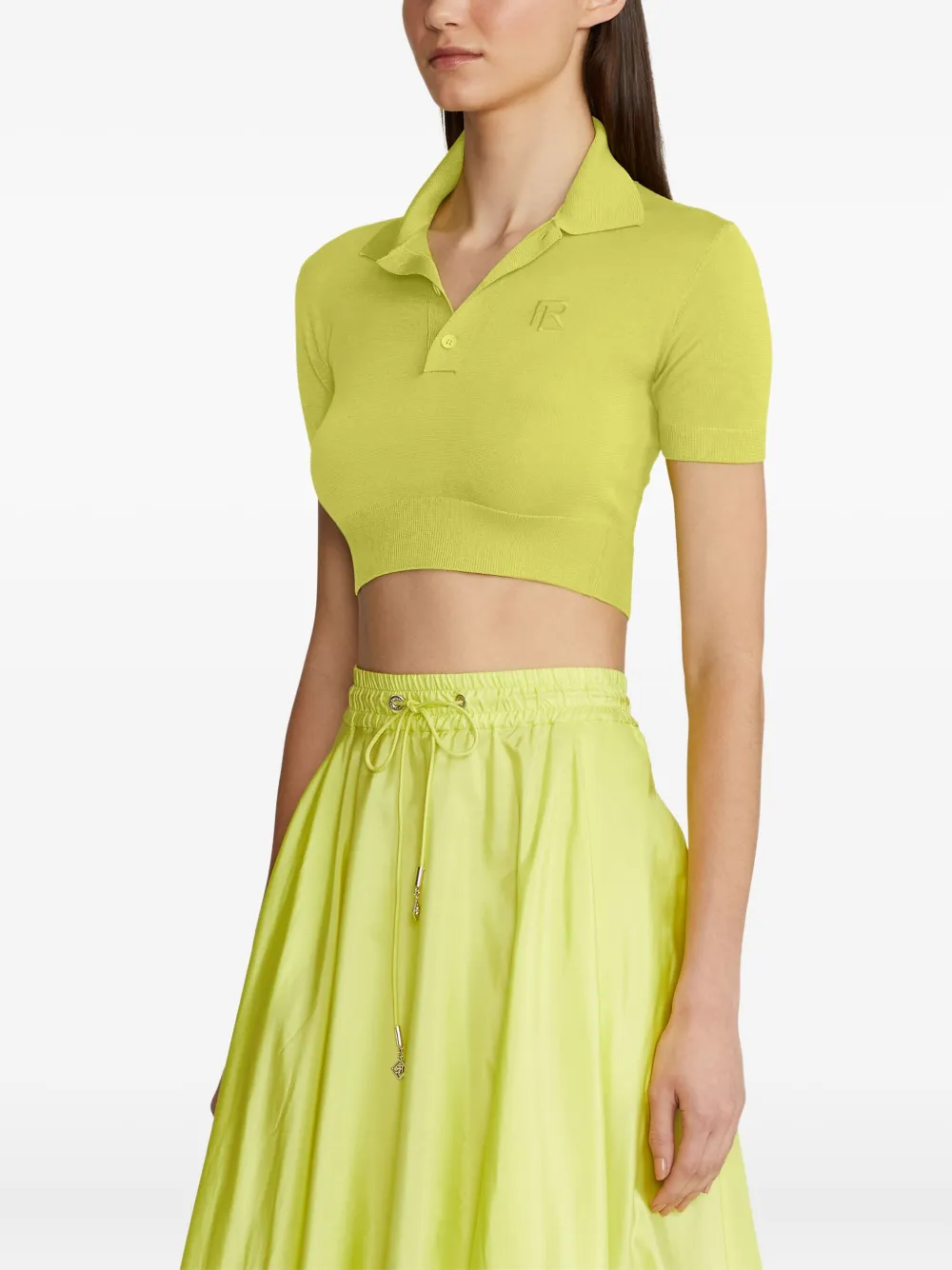 Ralph Lauren Short-sleeve Cropped Polo Shirt In Yellow