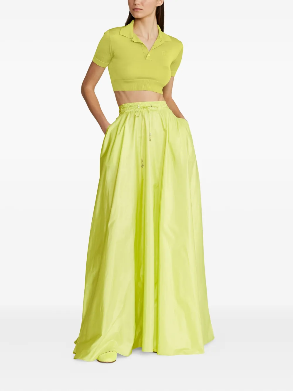 Ralph Lauren Short-sleeve Cropped Polo Shirt In Yellow