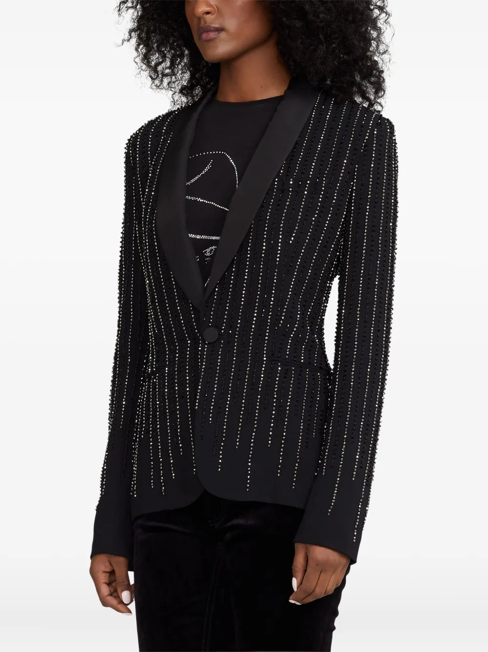 Ralph Lauren Donoghue Sequined Single-breasted Blazer In Black