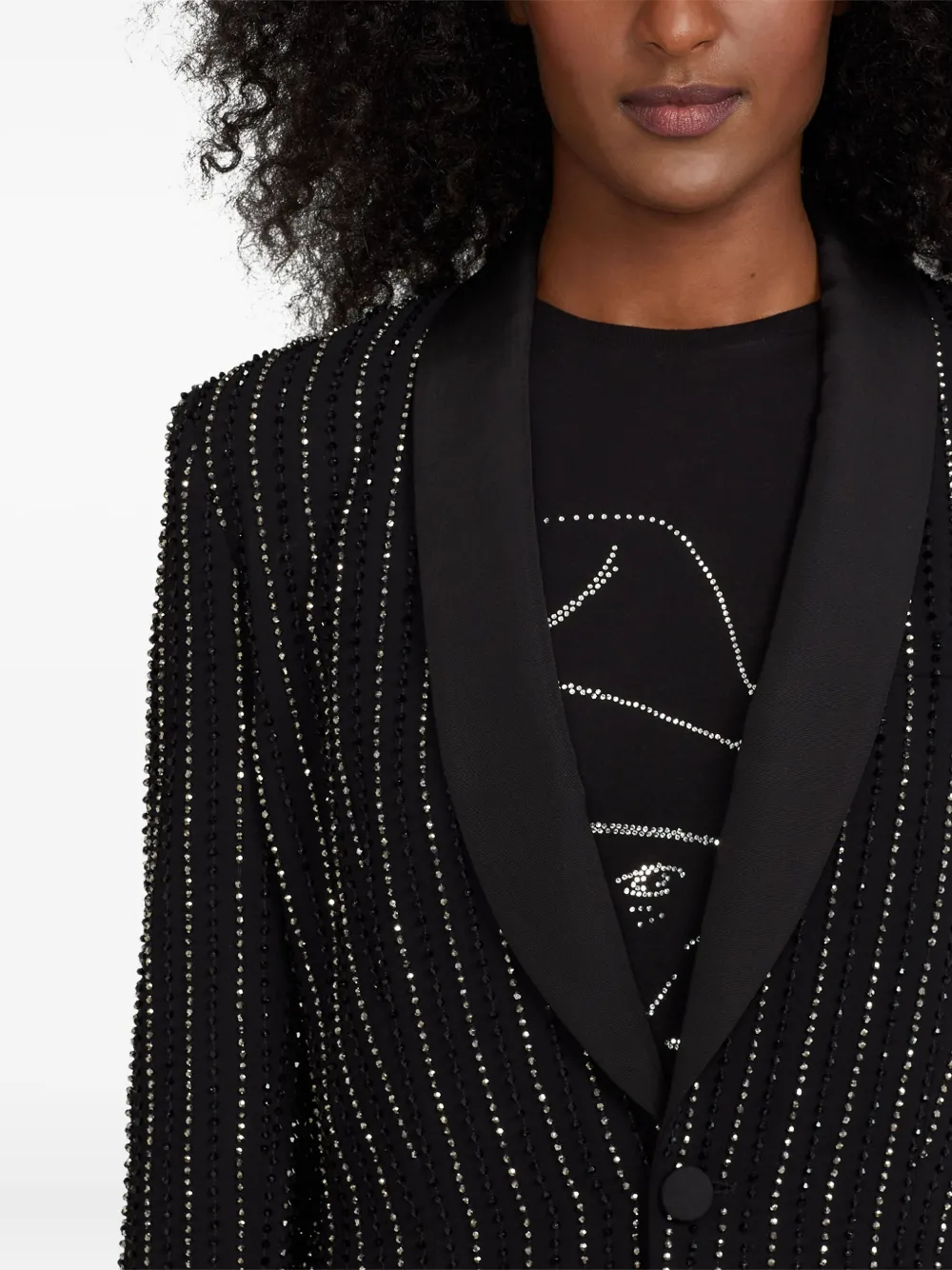 Ralph Lauren Donoghue Sequined Single-breasted Blazer In Black