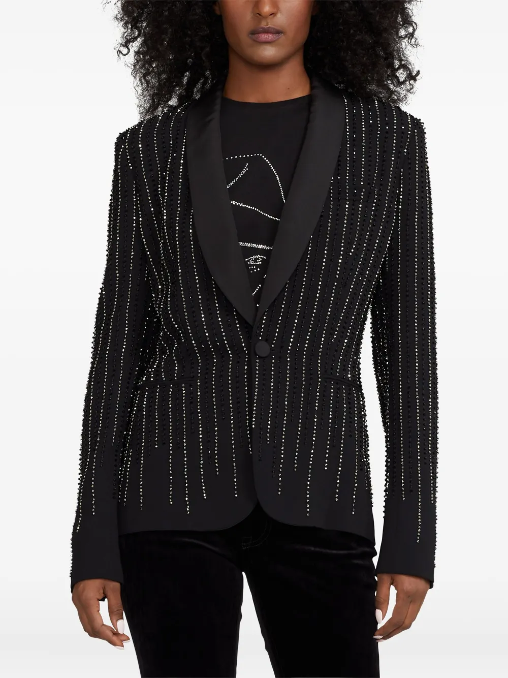 Ralph Lauren Donoghue Sequined Single-breasted Blazer In Black